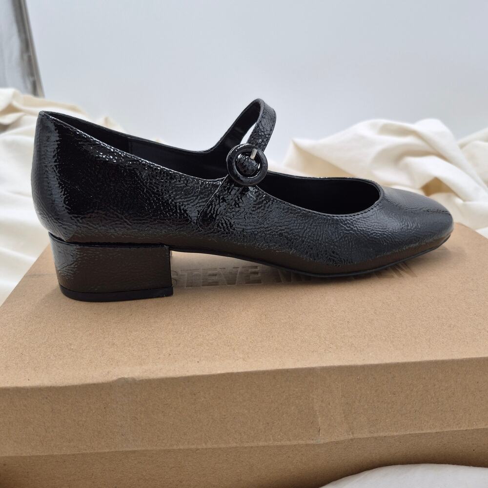NEW Steve Madden Cyndie Mary jane top strap heels black patent Women's size 7.5 - Picture 5 of 7